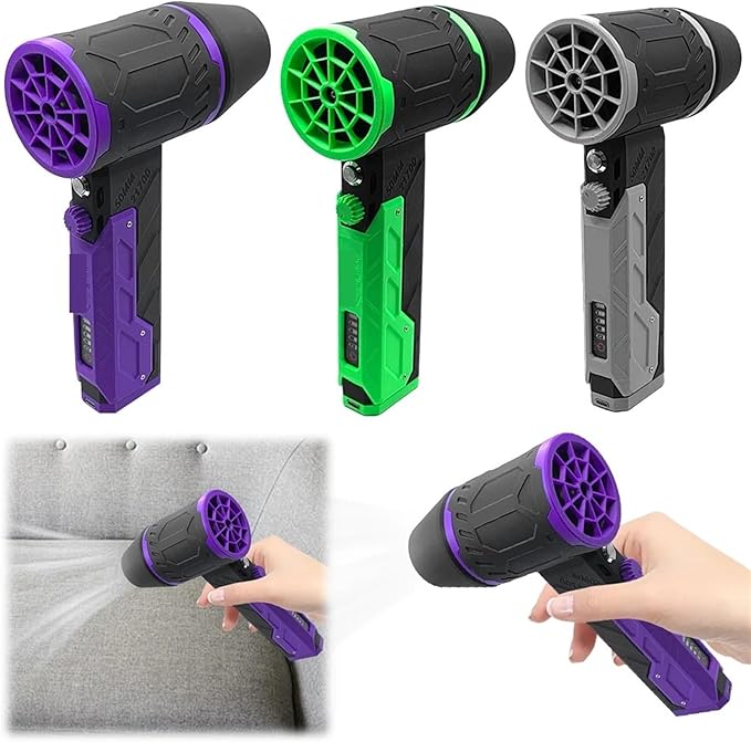 Electric Blower 50mm Brushless Motor Handheld Car Hair Dryer 800-1000g Thrust Blower Dryer 4000mAh for Car Washing and Cleaning(Gris)