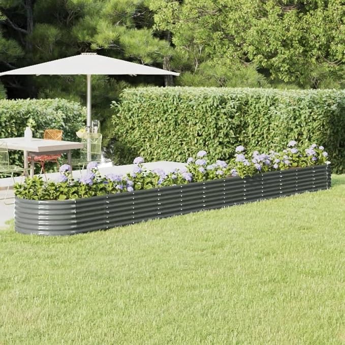Large Oval Raised Garden Bed Planter 202.7 x 31.5 x 14.2 Inches UV-Resistant &amp Powder-Coated Outdoor Planter Box for Vegetables Herbs Flowers Balcony or