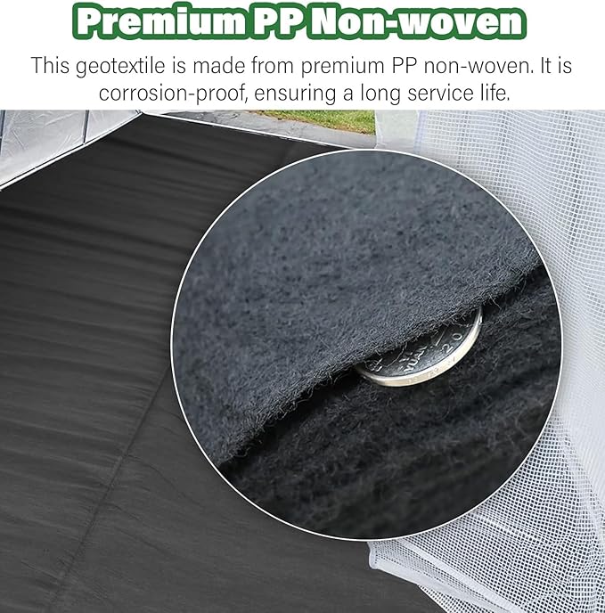 5oz Ground Cloth Fabric Membrane - Durable Landscape Weed Barrier for Driveways Slopes and Erosion Control(Black1.5mx65m)