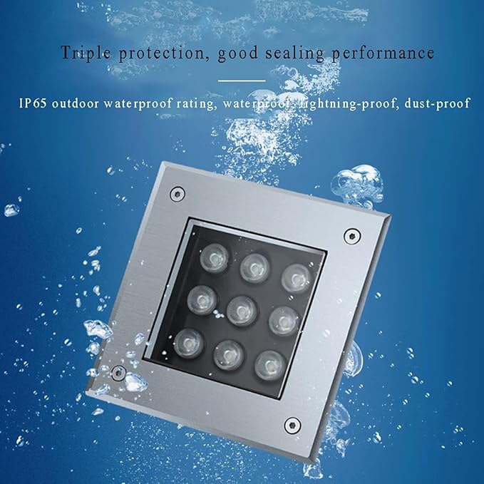 Outdoor Landscape Spotlights Square Buried Lights - Ground LED Landscape Lights Outdoor Recessed IP66 Waterproof In-Ground Lamp AC85-265V LED Spotlights for Driveway G