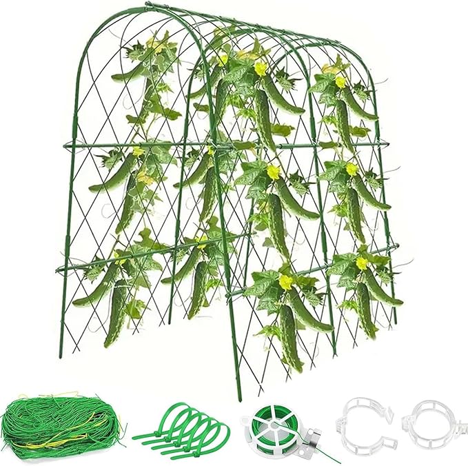 Cucumber Trellis for Raised Bed U-Shape Garden Trellis for Climbing Plants Outdoor with Climbing Net and Plant Support Clip for Tomato Bean Grape Zucchini47 x 47 Inch