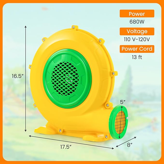 Costzon Air Blower 680W Bounce House Blower Pump Fan Commercial Inflatable Bouncer Blower 2340pa Air Blower for Inflatables Perfect for Inflatable Water Slide Jumper Bouncy Castle