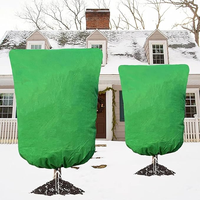 Strengthened Fabric Winter Barrier Protect Highlighting Slide Cord for Trees and Large Herbage 200x240cm White Cream Gre