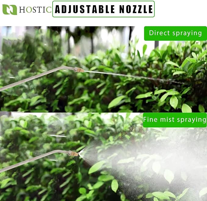 HOSTIC 1 Gallon Stainless Steel Sprayer Hand Pump Sprayer with Pressure Gauge Valve Adjustable Nozzle for Gardening Lawn and Cleaning
