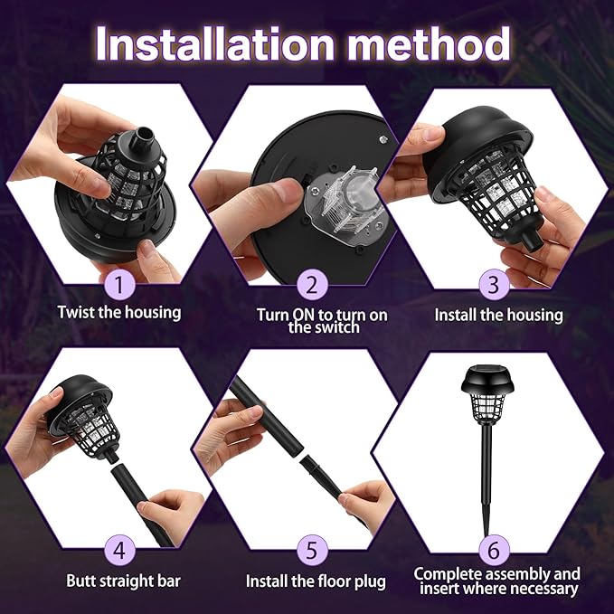 Qualirey 4 Pcs Solar Bug Zapper Waterproof Outdoor Mosquito Zapper Mosquito Killer and Lighting Repellent Lamp for Indoor Outdoor Use Garden Patio