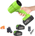 160MPH 580CFM Cordless Leaf Blower 4.0Ah Battery 6-Speed Lightweight for Yard Leaves Lawn Driveway Snow Clearing (Green + Upgraded Capacity Battery*2)