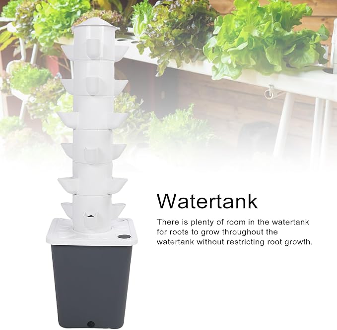 Aramox Vertical Hydroponic Growing System 18 Hole Hydroponic Tower with 10L Watertank for Home Space Saving Indoor Gardening for Vegetables (US regulations)