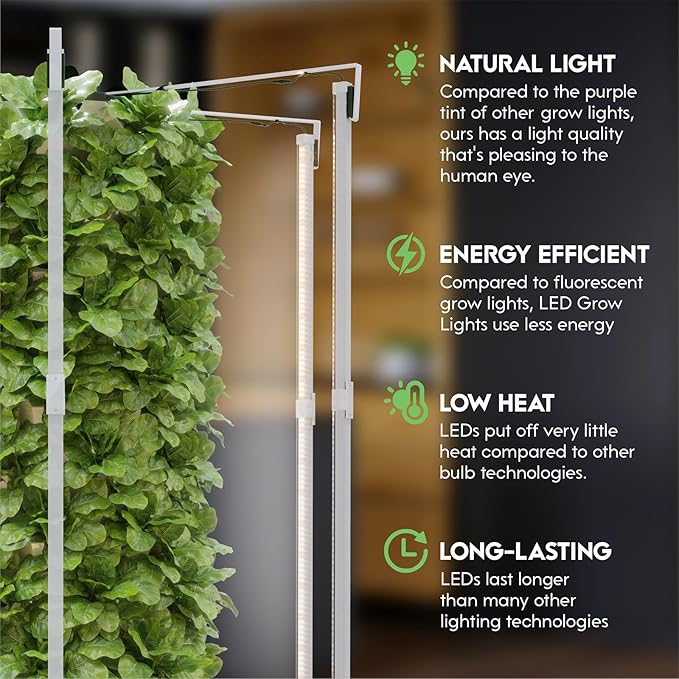 Smart Garden Planter 48/64/80/96 Pots Garden Hydroponics Growing Hydroponics Tower Aeroponics Growing Kit with LED Grow Light Hydrating Pump