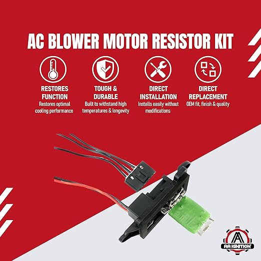 HVAC Blower Motor Resistor Kit with Harness - Replaces 89019088 973-405 15-81086 22807123 - Compatible with Chevy GMC &amp Cadillac Vehicles - Silverado Tahoe Suburban &amp More - Heater/HVAC