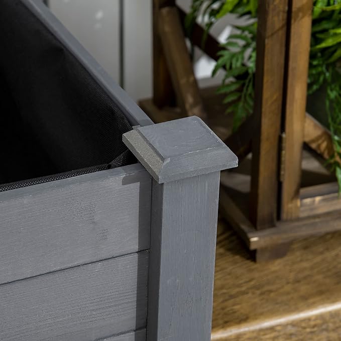 Raised Garden Bed with Legs 48 x 22 x 30 Elevated Wooden Planter Box Self Draining with Bed Liner for Vegetables Herbs and Flowers Backyard Patio Balcony Use Dark Gray