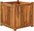 Idzo Acacia Wood Flower Planter Box for Outdoor Plants 1pc Wooden Raised Garden Bed with Handles Drainage Holes Ideal for Garden and Home Décor Light Cherry
