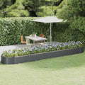 Anthracite Powder-Coated Steel Garden Raised Bed 199.6x39.4x14.2 Inch Oval Outdoor Planter for Vegetables Herbs Flowers