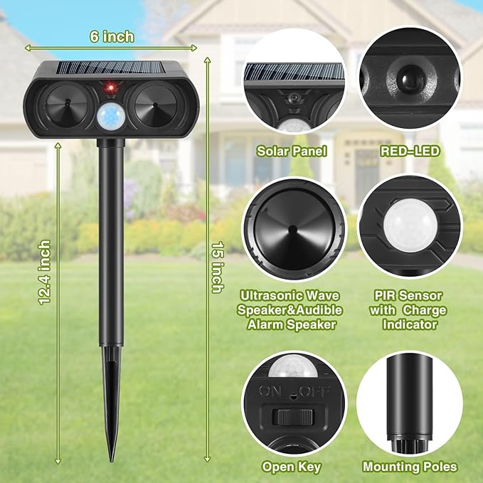 4Pack Ultrasonic Cat Repellent Outdoor to Keep Cats AwaySolar Ultrasonic Animal Repellent Outdoor with Motion ActivatedSolar Cat Repellent for YardVegetable PatchGardenLawn
