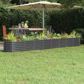 Oval Garden Raised Bed Anthracite Powder-Coated Steel 130.7x14.2 Inch Large Durable Planter for Outdoor Plants Vegetables Herbs