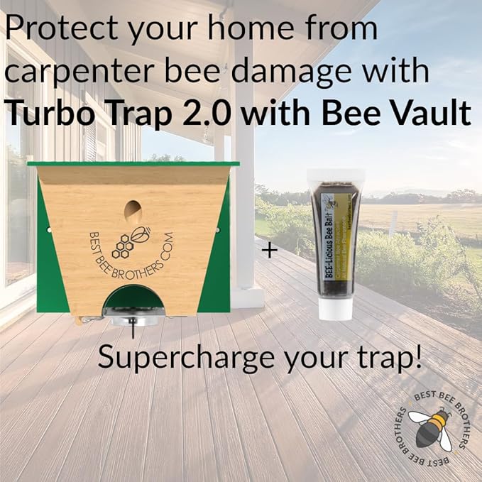 Best Bee Brothers Turbo Trap 2.0 Professional-Grade Carpenter Bee Trap for Outside with Bee Vault Large Viewport &amp Spring-Loaded Door 4.1” W x 4.8” H x 5.9” D Brown (2 Pack)
