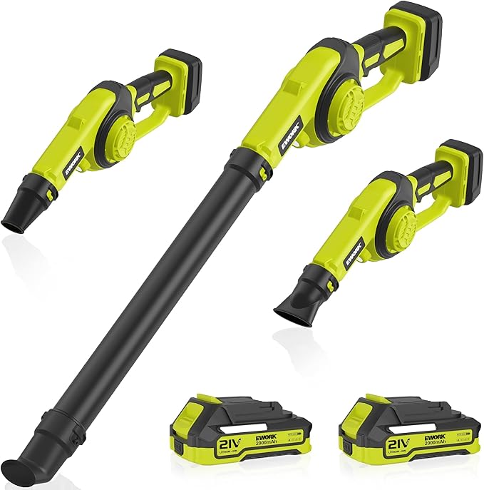 EWORK Lightweight Leaf Blower Cordless 21V 130CFM &amp 200MPH Mini Electric Leaf Blower with Battery and Fast Charger Battery Powered Small Blower for Jobsite Patio Cleaning Lawn Care