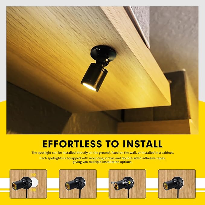 LED Mini Spot Light 6PCS 1W 5VLed Spotlight Indoor with Dimmer Dimmable LED Mini Spotlight Indoor Accent Lights Adjustable for Picture Painting Model Display Jewelry Showcase (Warm White)