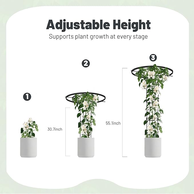 Garden Trellis for Climbing Plants Outdoor 4.6FT Tall Metal Obelisk Trellis 55.1 Umbrella Trellis for Potted Plants Mushroom Top Trellises for Vines Rose Clematis Pea Bean Tomato