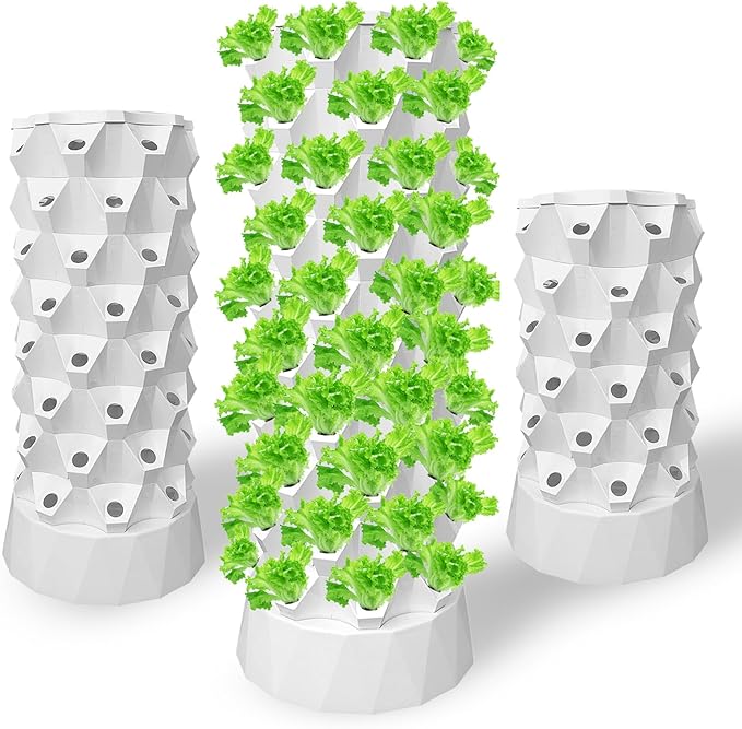 80 Pots Hydroponics Tower Set Vertical Hydroponic Growing System with Water Pump Indoor Outdoor Planter Tower Starter Kit for Growing Strawberries Tomatoes Lettuce Plants &amp Vegetables at Home