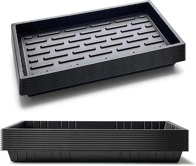 20 Pack Shallow 1020 Trays No Holes Heavy Duty Reusable Seed Starter Flat Seedling Tray for 72/128 Cell Plug Tray Transplant Microgreen &amp Seed Germination (21×11 1.6 Deep TD538)
