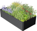 Planter Boxes Outdoor 6x3x2 Ft Metal Garden Raised Bed Galvanized Garden Boxes Outdoor Raised for Elevated Vegetable Flower Herbs (6x3x2FT-Dark Gray)