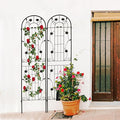 2 Pack 71 x 19.7 Rustproof Metal Garden Trellis for Climbing Plants - Black Powder Coated Outdoor Flower Support Easy to Assemble Sturdy &amp Durable (Black 19.69×86.61 inches.)