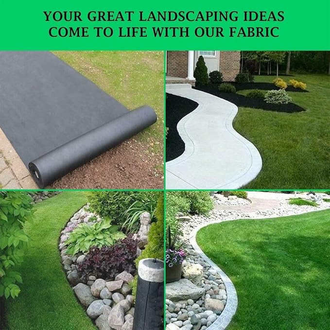 CHALKE Heavy Duty Mulch Breathable Membrane Weed Control Ground Weed Barrier Fabric Agriculture Greenhouse Garden Landscape Black 1.5 X 1/1 X 20 Meter (Color : 1 X 20 Meter)