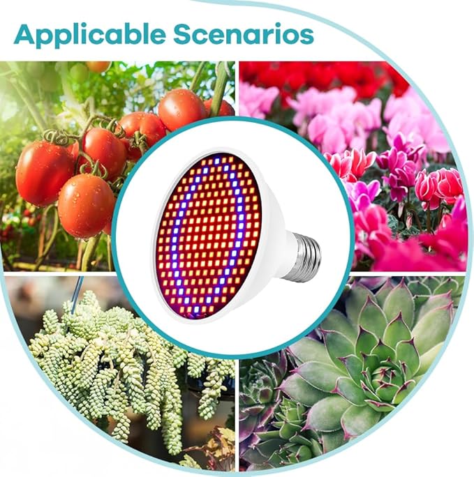 4Pack 30W Indoor Flower Planting Lamping UV/IR Full Spectrum Natural Red Blue Hydroponic Bulbs AC100-277V Hydroponic Potted Moss Fill Bulb 110v Greenhouse Tent Vegetable Flowers Succulent E27/E26