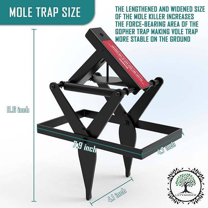 Mole Traps Black Galvanized Steel Scissor Trap Reusable Gopher Traps Mole Killer Ground Moles Trap for Lawns 2025 Style (4 Pack)