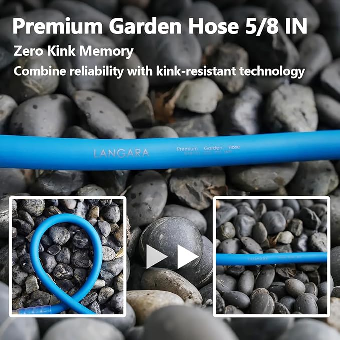 Heavy Duty Premium Garden Hose 100ft x 5/8 300PSI Working 1000PSI Burst Hybrid Rubber Water Hose with Transparent Swivel Handle - Hot/Cold Water - Five Layered Braiding with Brass fittings (Blue)