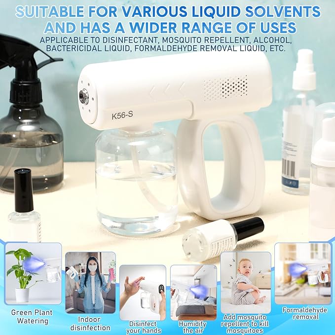 Qualirey 2 Pack Rechargeable Atomizer Sprayer Gun Handheld Nano Spray Cordless Steam Large Capacity Electric Fogger Machine for Car School Home Hotel 1200mAh