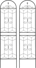 Metal Garden Trellis Rustproof Trellis for Climbing Plants Outdoor Flower Support (Black-2 Pack 86.7x19.7)