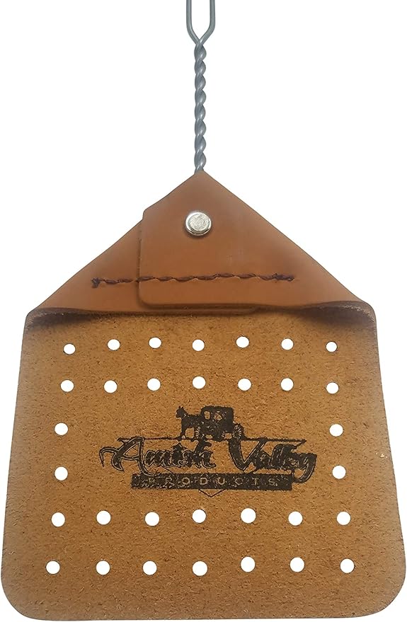 Pack of Two Amish Valley Products Leather Fly Swatter Brown Holmes County Handcrafted Wire Handle
