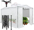 EAGLE PEAK 12x8 Portable Walk in Greenhouse Pop Up Indoor Outdoor Greenhouse Green House Kit with Zippered Roll-Up Doors Windows + Support Pole Woven Cover Translucent