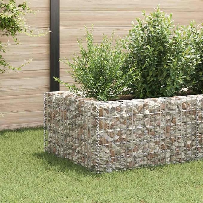 YAFF Large Metal Gabion Raised Bed for Stylish Gardening Silver Galvanized Steel High Load Capacity 1400kg/m³ Durable Outdoor Planter Easy Assembly Ideal for Gardens and Patios