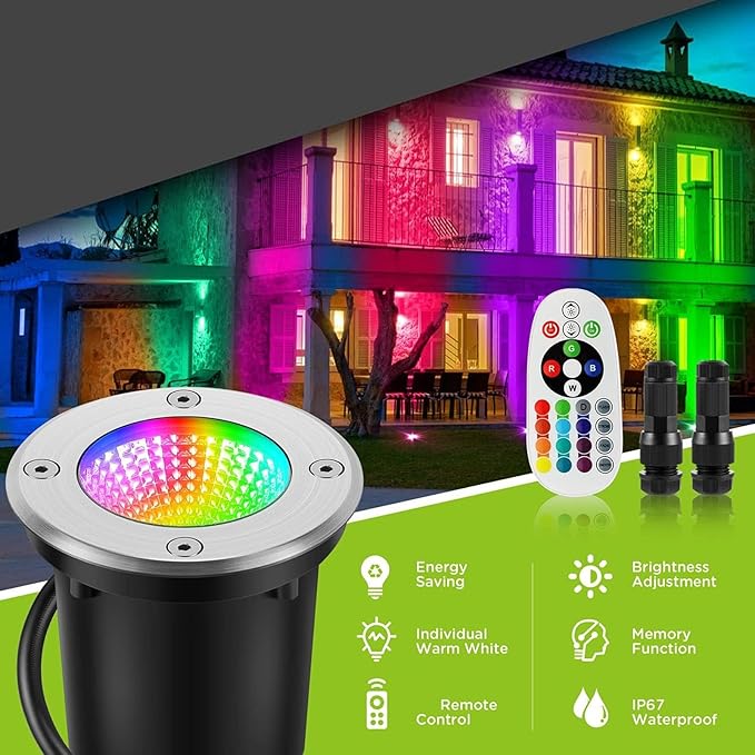 6W Ground LED Landscape Lamp Outdoor Buried Lights IP65 Waterproof Recessed Garden Spotlight AC12-24V Low Voltage Floor Light for Villa Pathway Patio Deck(6W(12V))