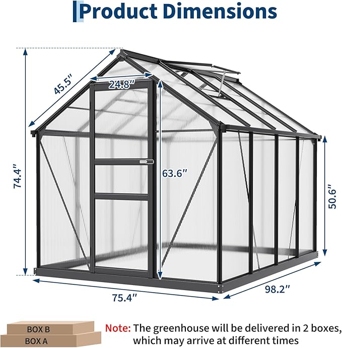 Greenhouse 6x8 FT Greenhouse for Outdoors Walk-in Green House with Ground Nails and Vent Windows Sliding Lockable Door Green Houses for Outside Garden Backyard Patio