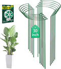 10 Pack 30 Inch Plant Support Stakes Heavy-Duty Half Round Peony Support Ring Cage Metal Garden Plant Stakes for Outdoor Plants - Peony Tomato Hydrangea with Cuttable Plant Ties