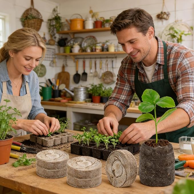 100 Pieces Organic Potting Fertilizer 30MM Peat Rooting Soil for Vegetable Flower Tree Cactus Orchid Bonsai Monstera Citrus Soil for Plants Seedling Starter Pods Root Growth Booster