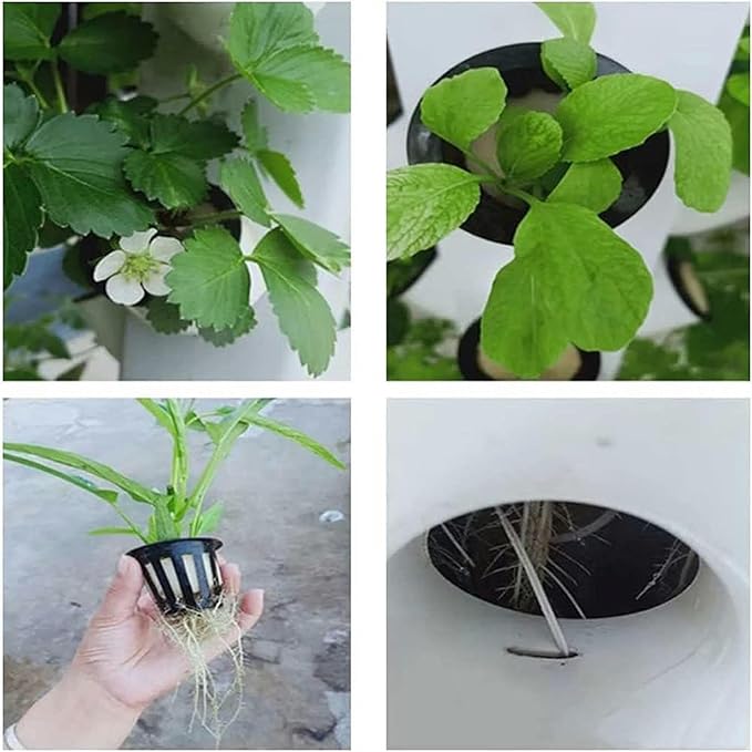 Vertical Grow Tower Hydroponics Growing System for Indoor Outdoor Garden Soilless Cultivation Growing System with Water Pump Nest Basket Sponge8 Layers//1pc