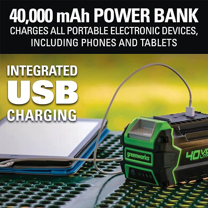 Greenworks 40V (120 MPH / 450 CFM / 75+ Compatible Tools) Cordless Axial Leaf Blower 4.0Ah Battery and Charger Included