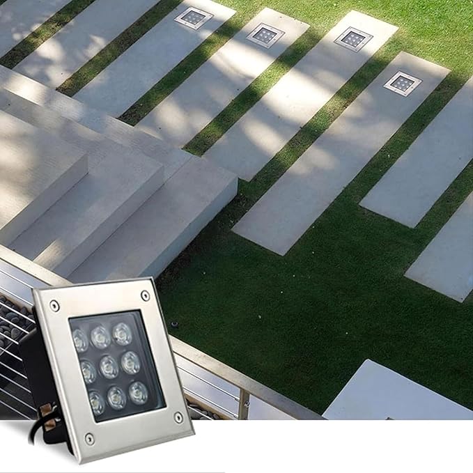 Outdoor Buried Lights - LED Landscape Lights 24V Low Voltage Square Walkover Led Lights IP67 Waterproof Embedded Spotlight for Garden Pathway Walkway Deck Yard Lighting