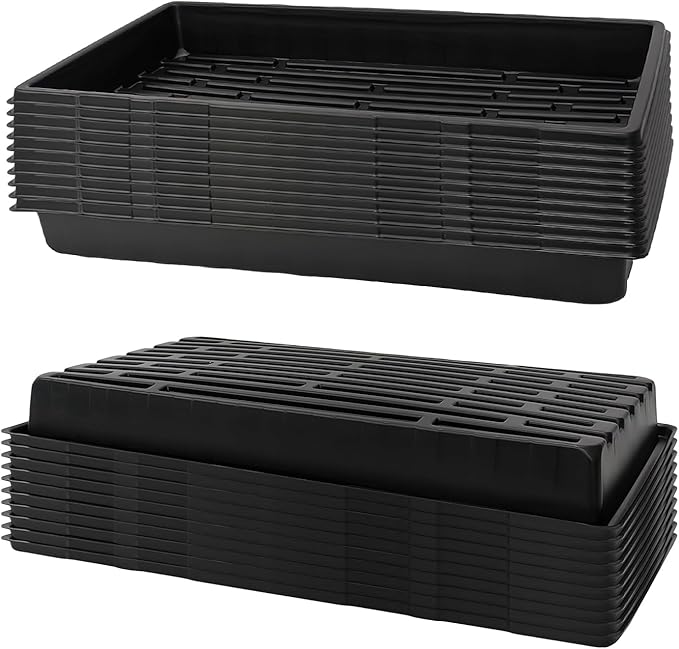 20 Pack 1020 Trays No Drain Holes 20 x 10 Extra Thick Heavy Duty Seed Starting Trays -Reusable Propagation Flats for Microgreens Seedlings Plant Germination Fodder and Transplant