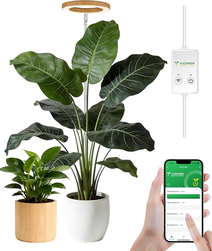 Plant Grow Lightyadoker Smart Plant Light Compatible with AlexaGoogle for Indoor PlantsHeight AdjustableCustomized Light BrightnesssMultiple Timers