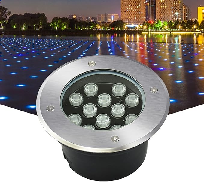 Low Voltage Landscape Lights Outdoor Underground Light AC12/24V Embedded Round Landscape Lamp IP66 Waterproof for Garden Path Piazza Stairs Spotlights(Warm White24W-AC24V)