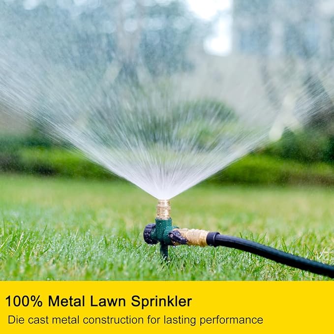 FANHAO 2 Pack Metal Lawn Sprinkler for Yard Automatic Garden Water Sprinkler on Spike Base Adjustable Irrigation System 360 Degree Large Area Coverage for Lawn Grass Patio Garden Irrigation