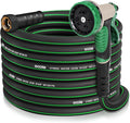 Heavy Duty Garden Hose 50 ft NON-EXPANDABLE Water Hose with 10 Function Spray Nozzle Lightweight Kink-less Hybrid Hose with Swivel Handle Male to Female Fittings