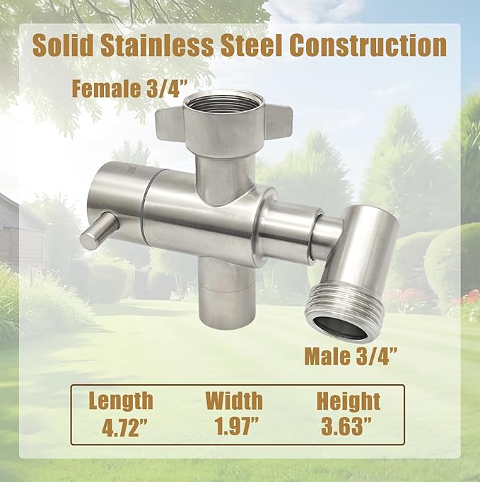 G-Sunny Stainless Steel Multi-Function Outdoor Faucet with Garden Hose Adapter Garden Hose Splitter with Extra Tap for Hand Washing Bucket Filling