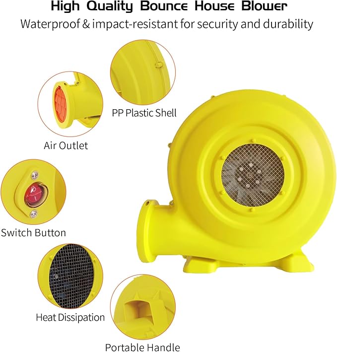 Inflatable Blower1200W 1.5 HP Inflatable Bouncer BlowerAir Blower for InflatablesCommercial Bounce House Blower for Bounce HouseBouncy Castle Jumper Water SlideInflatable Arch
