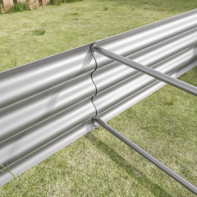 Metal Raised Garden Bed for Outdoor Use 6 ft x 3 ft x 1 ft Rectangle Planter Box for Vegetables Flowers and Herbs - Silver (Silver with 6x3x1ft)